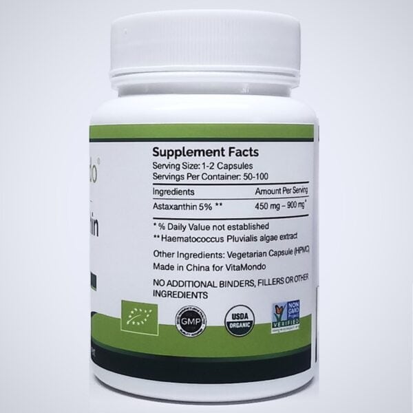 Organic Astaxanthin Capsules 5% 500mg 3 Supplement