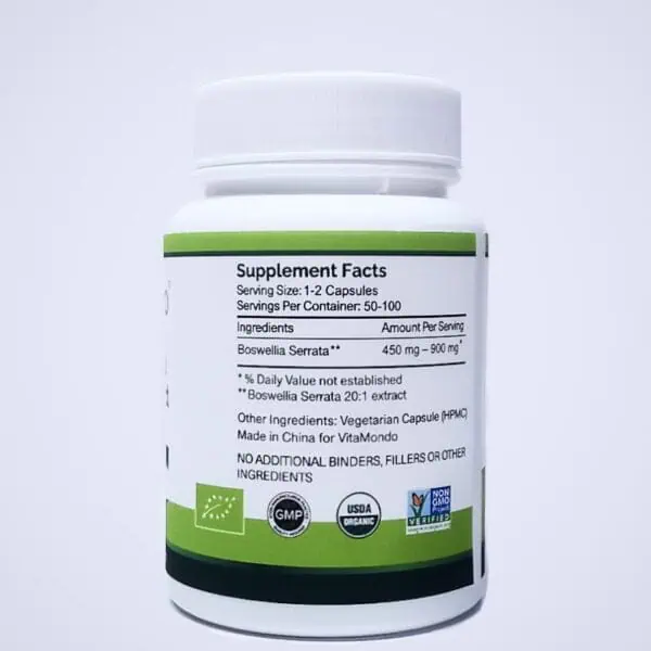 Organic Boswellia Carterii Supplement 500mg Capsules