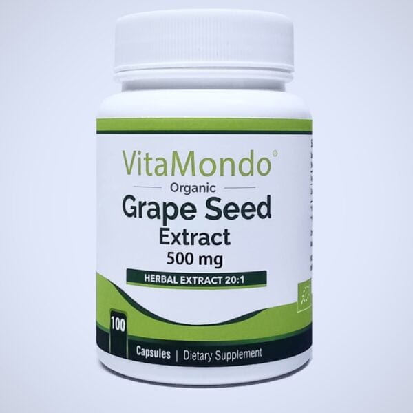 Organic Grape Seed Supplement 500mg 100 Caps OPC