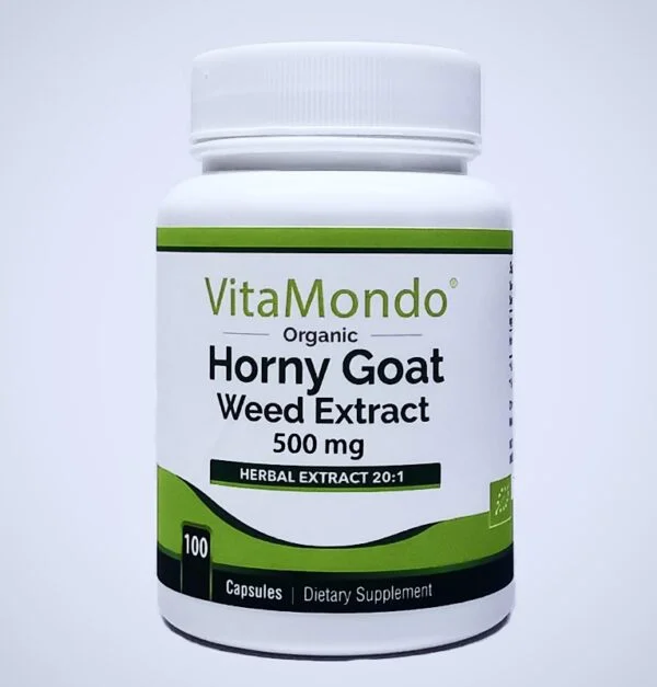 Organic Horny Goat Weed Supplement 500mg Capsules Epimedium Icariin 1