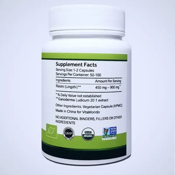 Organic Reishi Mushroom Supplement Capsules Lingzhi