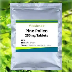 Premium Pine Pollen Supplement 250mg Tablets VitaMondo