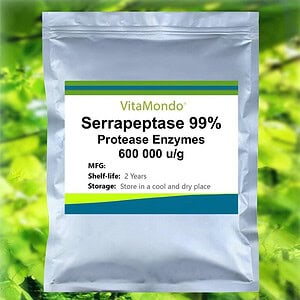 Premium Serrapeptase 600,000 u/g Protease Enzymes VitaMondo