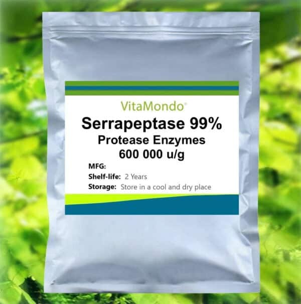 Premium Serrapeptase 600,000 u/g Protease Enzymes VitaMondo