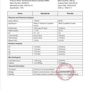 NMN (Nicotinamide Mononucleotide) 99% COA VitaMondo stamped