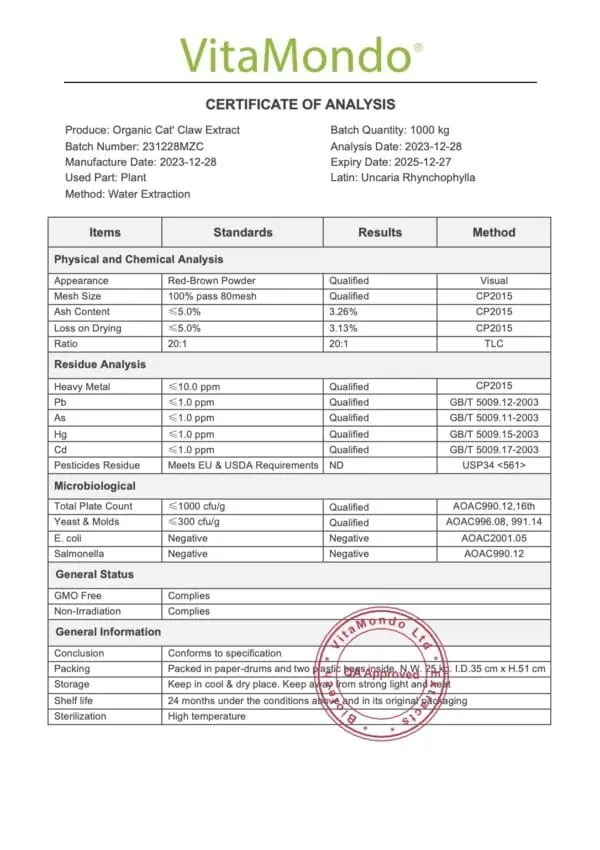 Organic Cat's Claw Herb Extract