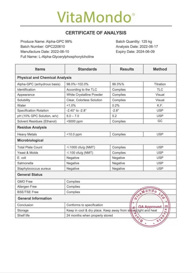 Premium Alpha-GPC 99%: 100g-1kg – Glycerylphosphorylcholine, Focus