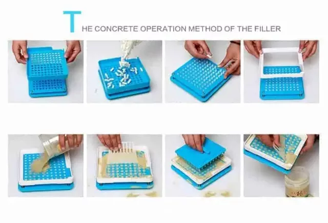 Capsule Fill Machine: 100x Capsule Filler– Various Sizes 00 0 1 2 3