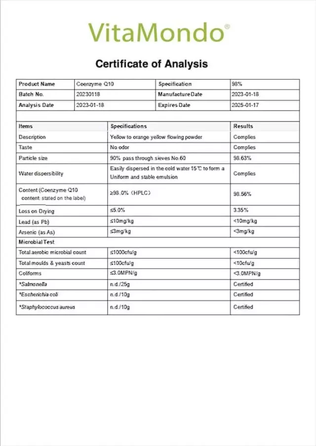 Coenzyme Q10 (Ubiquinol) Supplement 98%: 400 mg * 100 Caps