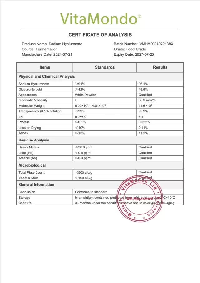 Premium Hyaluronic Acid: 100g-1kg – Hyaluronate Sodium, Food Grade