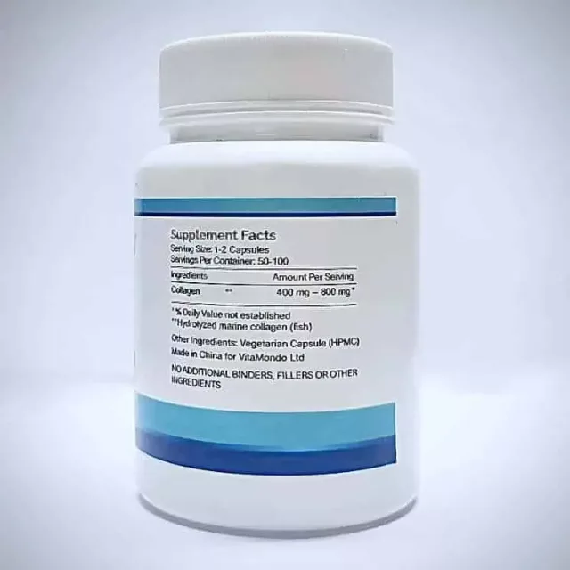 Hydrolyzed Marine Collagen 98%: 400 mg * 100 Capsules – Skin