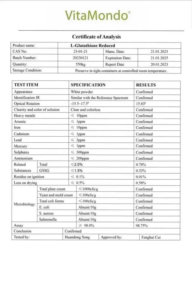 L-Glutathione 98% Reduced (GSH): 100g-1kg – Antioxidant, Immune