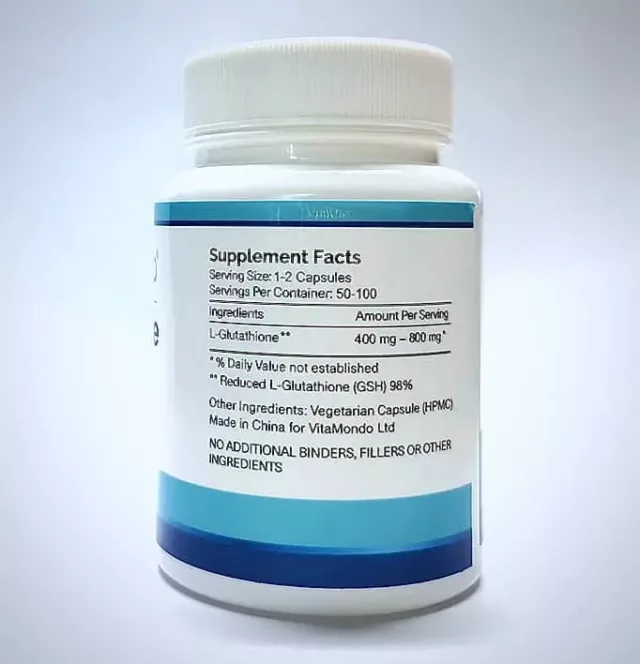 L-Glutathione Supplement 98% (GSH): 400 mg * 100 Capsules