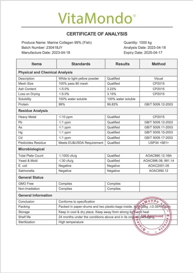 Hydrolyzed Marine Collagen 98%: 400 mg * 100 Capsules – Skin