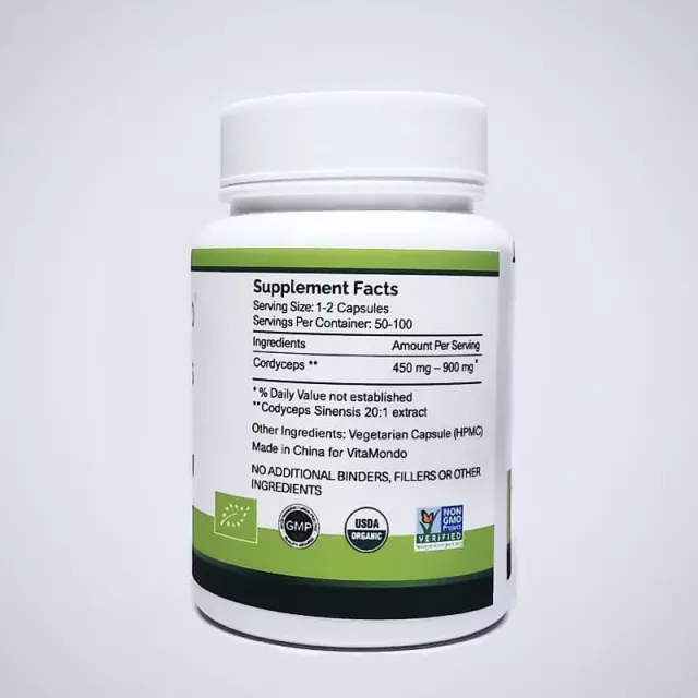 Organic Cordyceps Extract Capsules: 500 mg * 100 Capsules