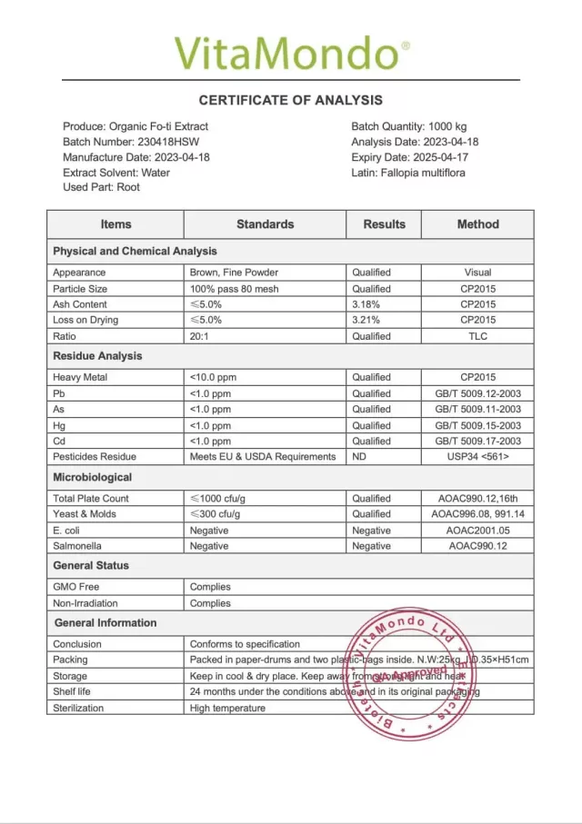 Organic Fo-Ti Root Extract: 100g-1kg – He Shou Wu, Grey Hair