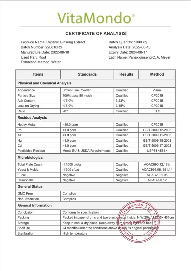 Organic Ginseng Root Extract: 100g-1kg – Energy, Panax
