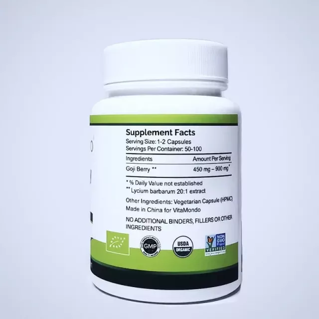 Organic Goji Berry Capsules: 500 mg x 100 Caps – Wolfberry