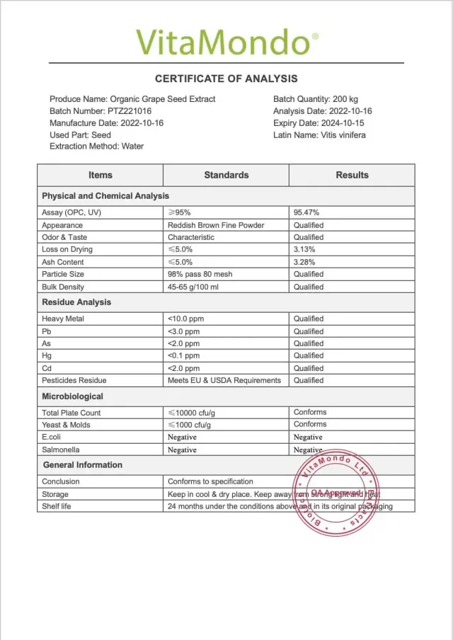 Organic Grape Seed Extract Powder: 100g-1kg – 95% OPC