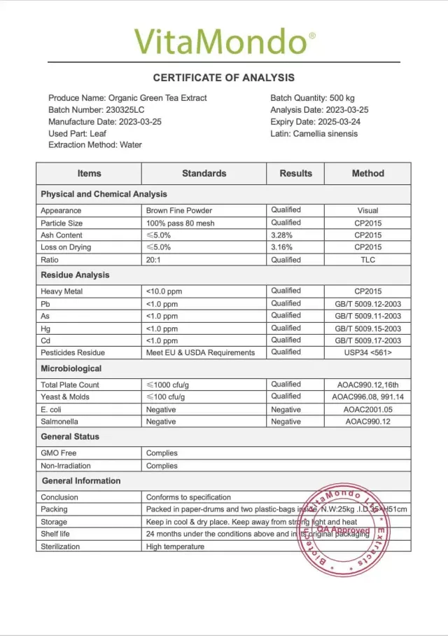 Organic Green Tea Extract: 100g-1kg – Polyphenols, Antioxidants
