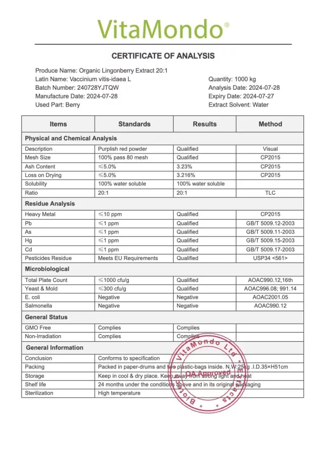 Organic Lingonberry Extract Powder: 100g-1kg – Kidneys