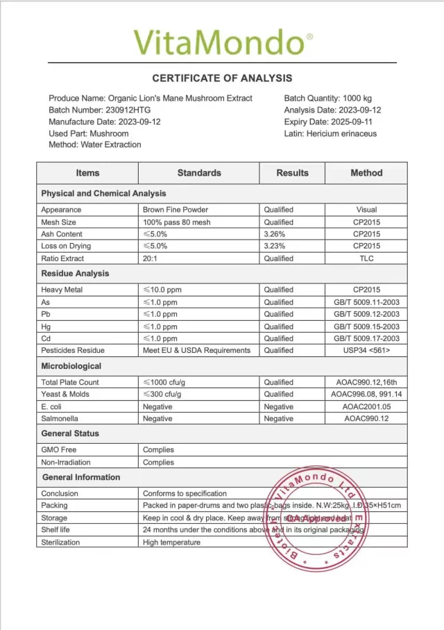 Organic Lion’s Mane Mushroom Extract Powder: 100g-1kg – BDNF