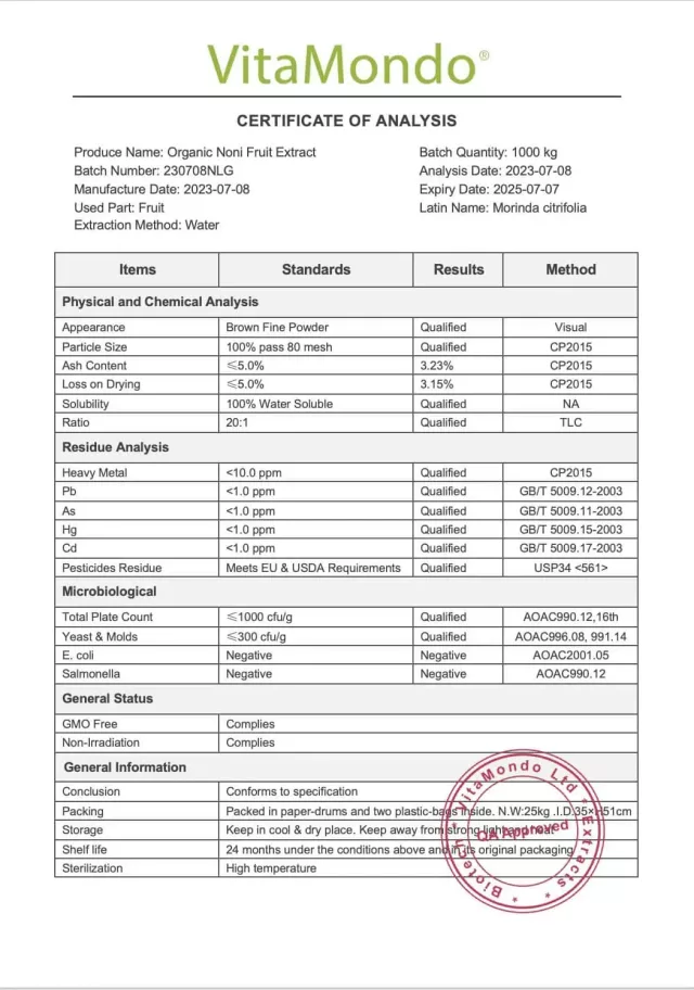 Organic Noni Fruit Powder: 100g-1kg – Morinda Citrifolia Extract