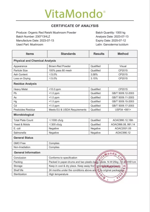 Organic Reishi Mushroom Extract Powder: 100g-1kg – Ganoderma