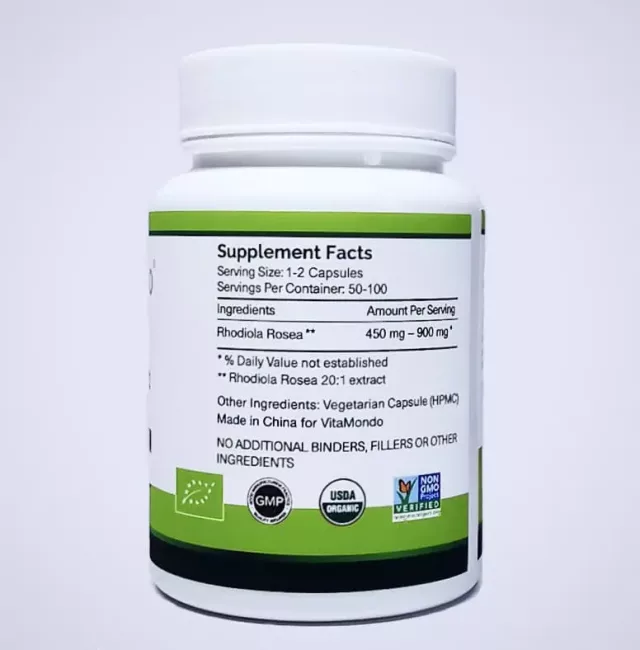 Organic Rhodiola Rosea Supplement: 500 mg * 100 Caps – Immunity
