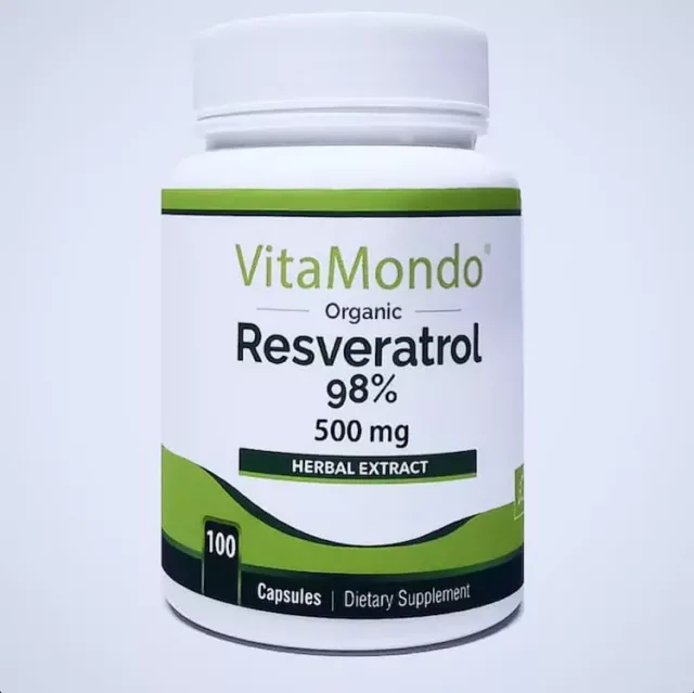 Organic Trans Resveratrol Supplement 98%: 500 mg * 100 Caps – Heart