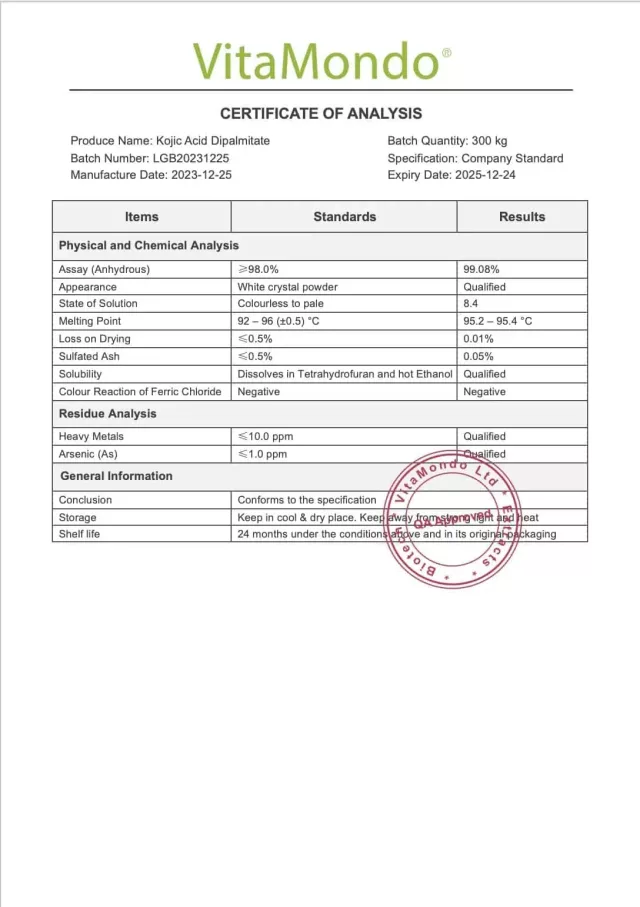 Kojic Acid Dipalmitate (KAD) Powder 99%: 100g-1kg – Skin Whitening