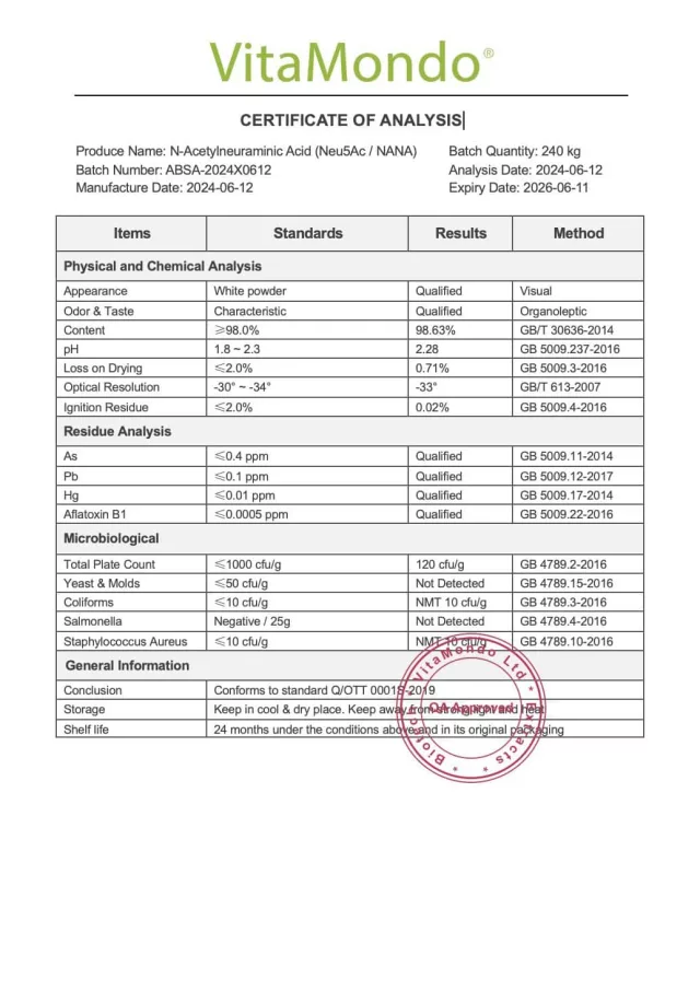 Premium N-Acetylneuraminic Acid (NANA): 100g-1kg – Sialic Acid 25%