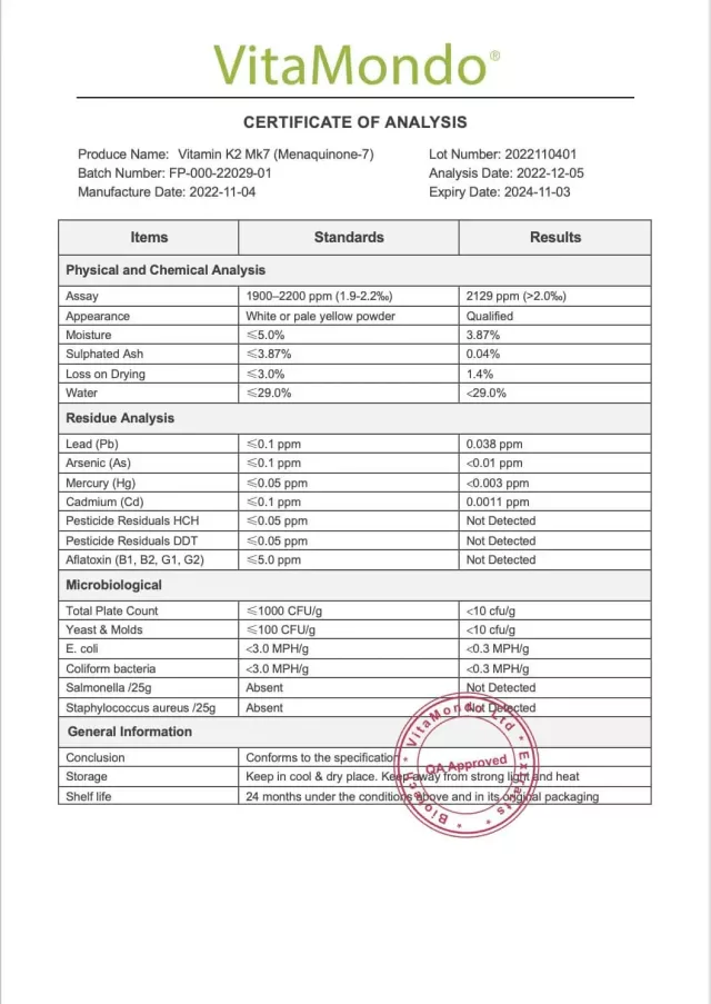 Premium Vitamin K2 Menaquinone-7 (MK7) 0.2% – Bones, Liver