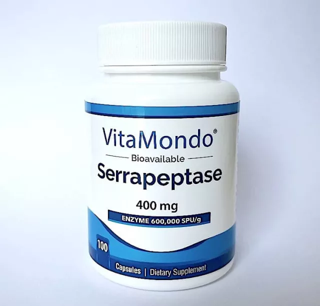 Serrapeptase 600 SPU/mg: 400 mg * 100 Caps – Enteric-Coated *NEW*