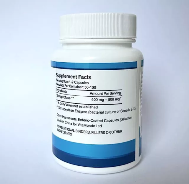 Serrapeptase 600 SPU/mg: 400 mg * 100 Caps – Enteric-Coated *NEW*