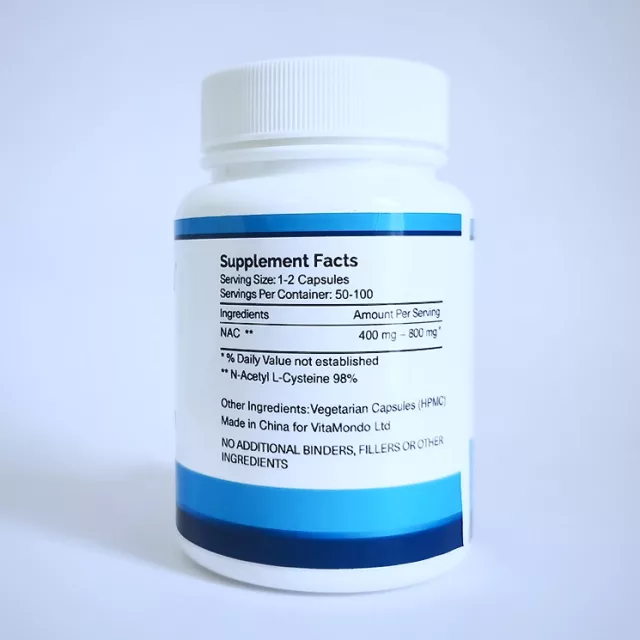 Pure N-Acetyl-L-Cysteine (NAC) Capsules 2 Ingredients